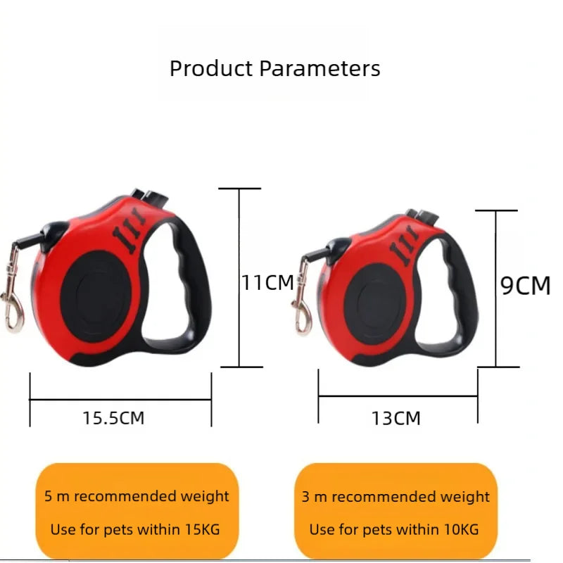 3M 5M Dog Leash for Small Dogs Cat Automatic Retractable Durable Nylon Lead Puppy Outdoor Travel Walking Hiking Traction Rope