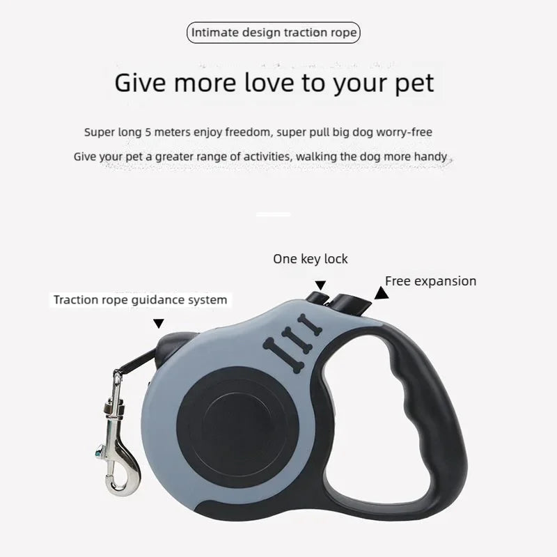 3M 5M Dog Leash for Small Dogs Cat Automatic Retractable Durable Nylon Lead Puppy Outdoor Travel Walking Hiking Traction Rope